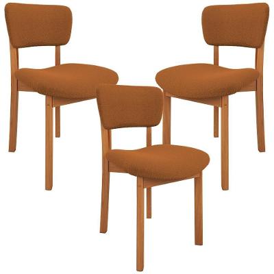 Kit 03 Cadeiras Para Sala De Jantar Cozinha Living Estofada Dara L02 Bouclê Terracota - Lyam Decor