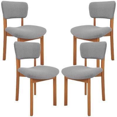 Kit 04 Cadeiras para Sala de Jantar Dara L02 em Madeira com Bouclê Cinza