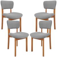 Kit 04 Cadeiras Para Sala De Jantar Cozinha Living Estofada Dara L02 Bouclê Cinza - Lyam Decor - 1