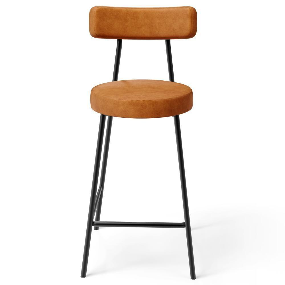 Kit 03 Banquetas Baixa Para Cozinha Sala De Jantar Bar Bancada Milão L02 Couríssimo Canela - Lyam Decor - 3