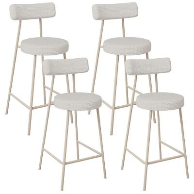 Kit 04 Banquetas Baixa Cozinha Sala Jantar Bancada Milão Arena L02 Bouclê Cru - Lyam Decor