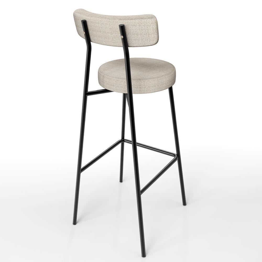 Kit 04 Banquetas Alta Bar Cozinha Sala De Jantar Estrutura Em Aço Milão L02 Linho Palha - Lyam Decor - 5