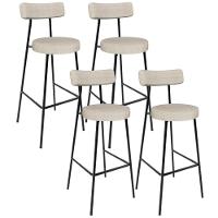 Kit 04 Banquetas Alta Bar Cozinha Sala De Jantar Estrutura Em Aço Milão L02 Linho Palha - Lyam Decor - 1