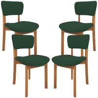 Kit 04 Cadeiras Para Sala De Jantar Cozinha Living Estofada Dara L02 Suede Verde Musgo - Lyam Decor - 1