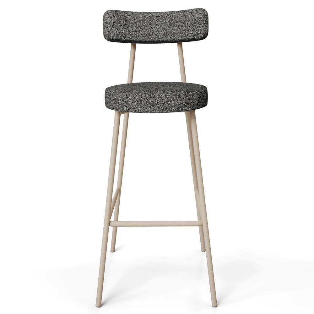 Kit 04 Banquetas Alta Bar Cozinha Sala De Jantar Aço Milão Arena L02 Linho Mescla Chumbo - Lyam Decor - 3