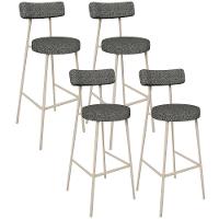 Kit 04 Banquetas Alta Bar Cozinha Sala De Jantar Aço Milão Arena L02 Linho Mescla Chumbo - Lyam Decor - 1