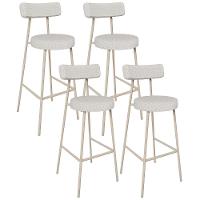 Kit 04 Banquetas Alta Bar Cozinha Sala De Jantar Aço Milão Arena L02 Bouclê Cru - Lyam Decor - 1