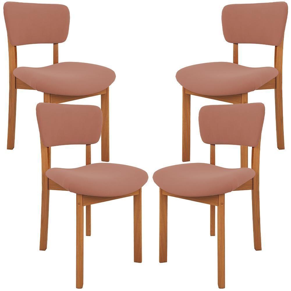 Kit 04 Cadeiras Para Sala De Jantar Cozinha Living Estofada Dara L02 Suede Rosê - Lyam Decor - 1