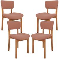 Kit 04 Cadeiras Para Sala De Jantar Cozinha Living Estofada Dara L02 Suede Rosê - Lyam Decor - 1