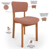 Kit 04 Cadeiras Para Sala De Jantar Cozinha Living Estofada Dara L02 Suede Rosê - Lyam Decor - 5