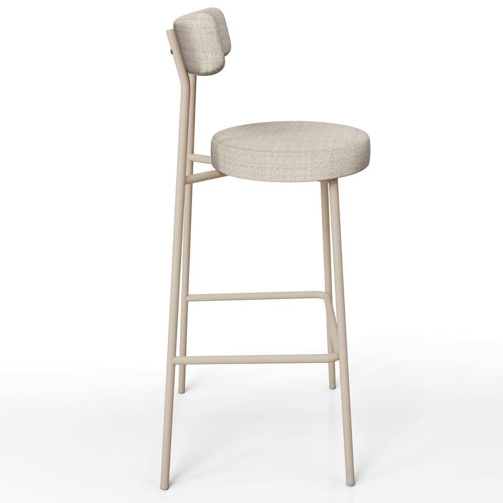 Kit 04 Banquetas Alta Bar Cozinha Sala De Jantar Aço Milão Arena L02 Linho Palha - Lyam Decor - 6