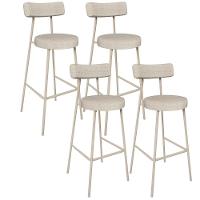 Kit 04 Banquetas Alta Bar Cozinha Sala De Jantar Aço Milão Arena L02 Linho Palha - Lyam Decor - 1