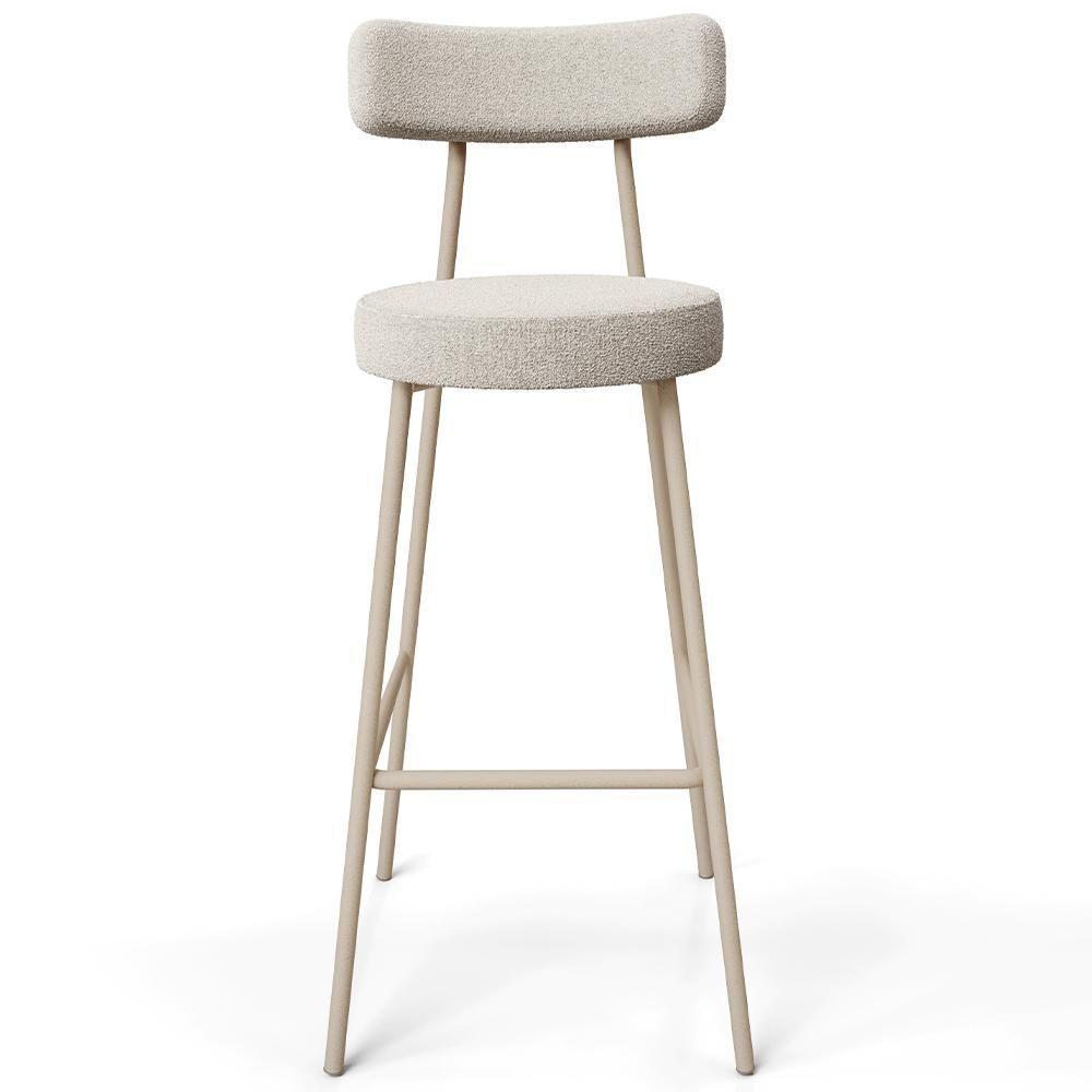 Kit 04 Banquetas Alta Bar Cozinha Sala De Jantar Aço Milão Arena L02 Bouclê Creme - Lyam Decor - 6