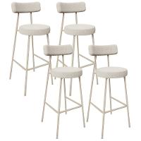 Kit 04 Banquetas Alta Bar Cozinha Sala De Jantar Aço Milão Arena L02 Bouclê Creme - Lyam Decor - 1