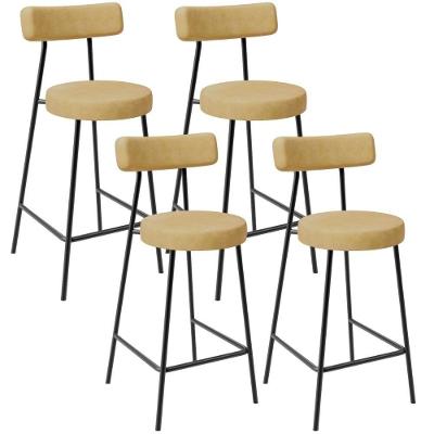 Kit 04 Banquetas Baixa Para Cozinha Sala De Jantar Bar Bancada Milão L02 Couríssimo Fendi - Lyam Decor