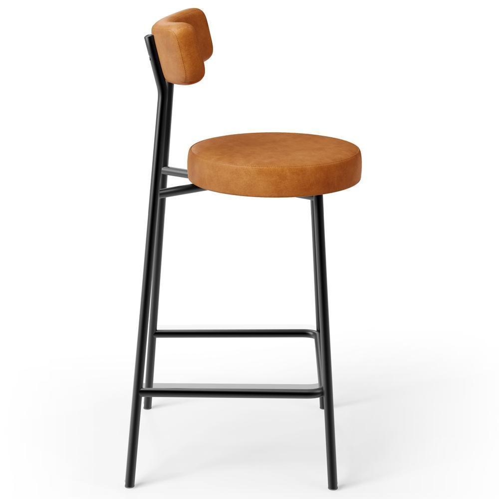 Kit 04 Banquetas Baixa Para Cozinha Sala De Jantar Bar Bancada Milão L02 Couríssimo Canela - Lyam Decor - 6