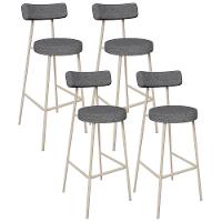 Kit 04 Banquetas Alta Bar Cozinha Sala De Jantar Aço Milão Arena L02 Linho Cinza Escuro - Lyam Decor - 1