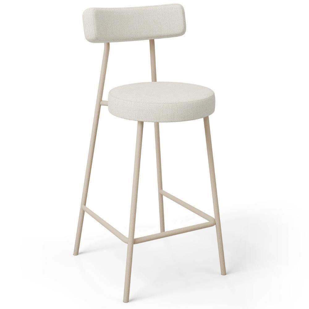 Kit 04 Banquetas Baixa Cozinha Sala Jantar Bancada Milão Arena L02 Linho Champagne - Lyam Decor - 3