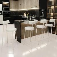 Kit 04 Banquetas Baixa Cozinha Sala Jantar Bancada Milão Arena L02 Linho Champagne - Lyam Decor - 2