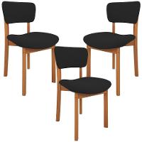 Kit 03 Cadeiras Para Sala De Jantar Cozinha Living Estofada Dara L02 Suede Preto - Lyam Decor - 1