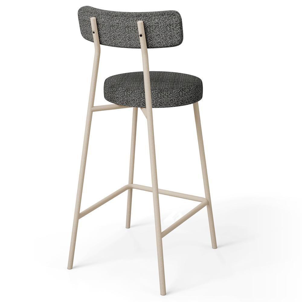 Kit 04 Banquetas Baixa Cozinha Sala Jantar Bancada Milão Arena L02 Linho Mescla Chumbo - Lyam Decor - 7