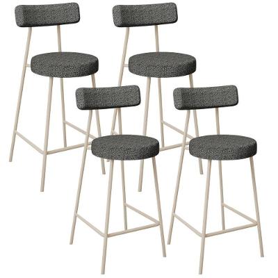 Kit 04 Banquetas Baixa Cozinha Sala Jantar Bancada Milão Arena L02 Linho Mescla Chumbo - Lyam Decor