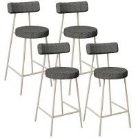 Kit 04 Banquetas Baixa Cozinha Sala Jantar Bancada Milão Arena L02 Linho Mescla Chumbo - Lyam Decor - 1