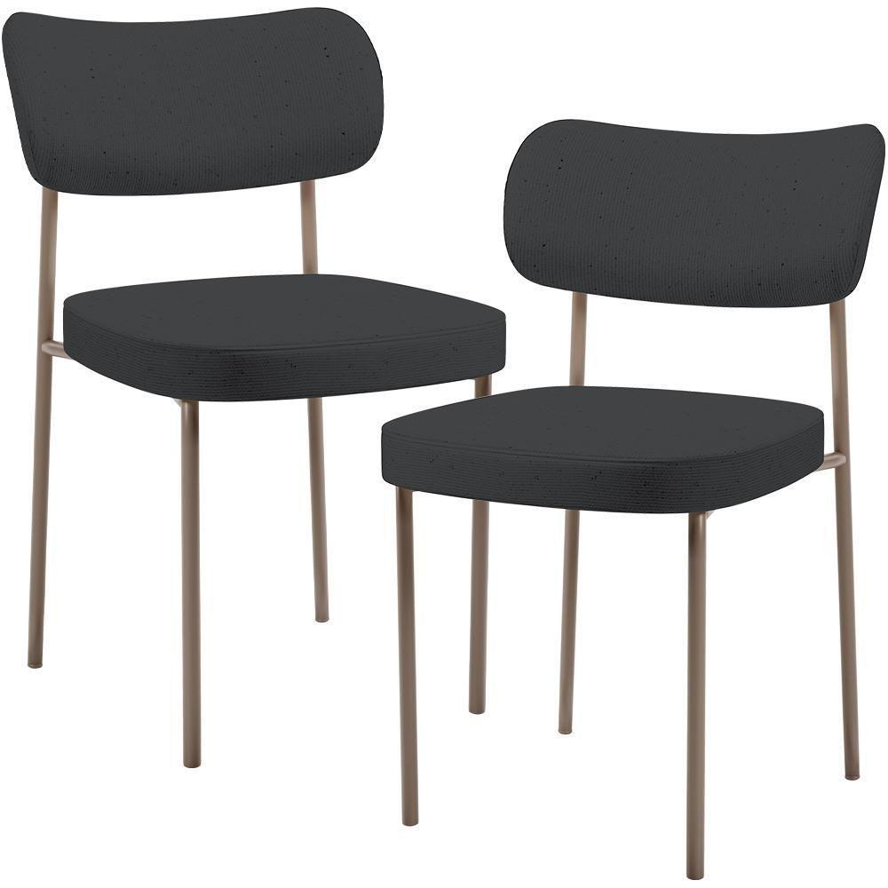 Kit 02 Cadeiras Para Sala De Jantar Melina Base Arena L02 Linho Chumbo - Lyam Decor - 1