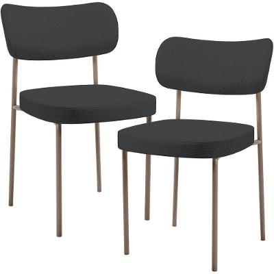 Kit 02 Cadeiras Para Sala De Jantar Melina Base Arena L02 Linho Chumbo - Lyam Decor