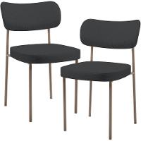 Kit 02 Cadeiras Para Sala De Jantar Melina Base Arena L02 Linho Chumbo - Lyam Decor - 1