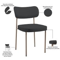 Kit 02 Cadeiras Para Sala De Jantar Melina Base Arena L02 Linho Chumbo - Lyam Decor