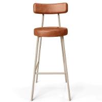 Kit 04 Banquetas Alta Bar Cozinha Sala De Jantar Aço Milão Arena L02 Couríssimo Camel - Lyam Decor - 6