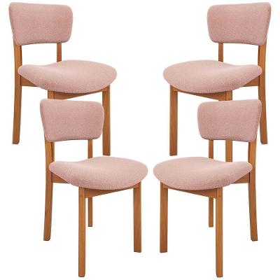 Kit 04 Cadeiras Para Sala De Jantar Cozinha Living Estofada Dara L02 Bouclê Rosê - Lyam Decor
