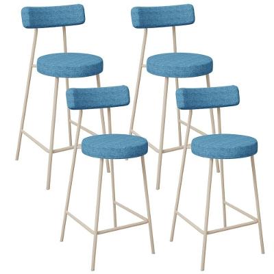 Kit 04 Banquetas Baixa Cozinha Sala Jantar Bancada Milão Arena L02 Linho Azul - Lyam Decor