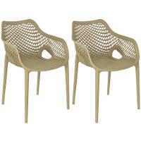 Kit 2 Cadeiras De Jantar Design Suits Com Braços Empilhável Em Polipropileno - Nude - 1