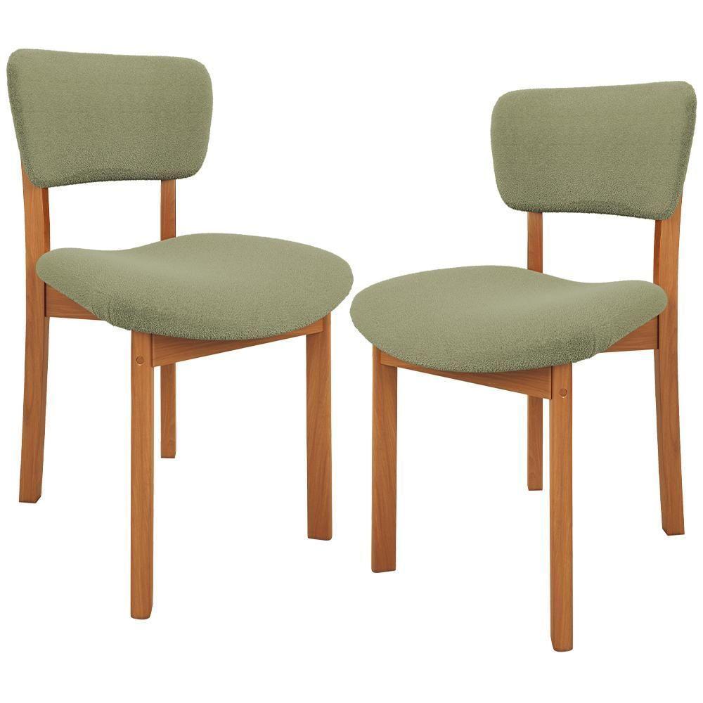 Kit 02 Cadeiras Para Sala De Jantar Cozinha Living Estofada Dara L02 Bouclê Oliva - Lyam Decor - 1