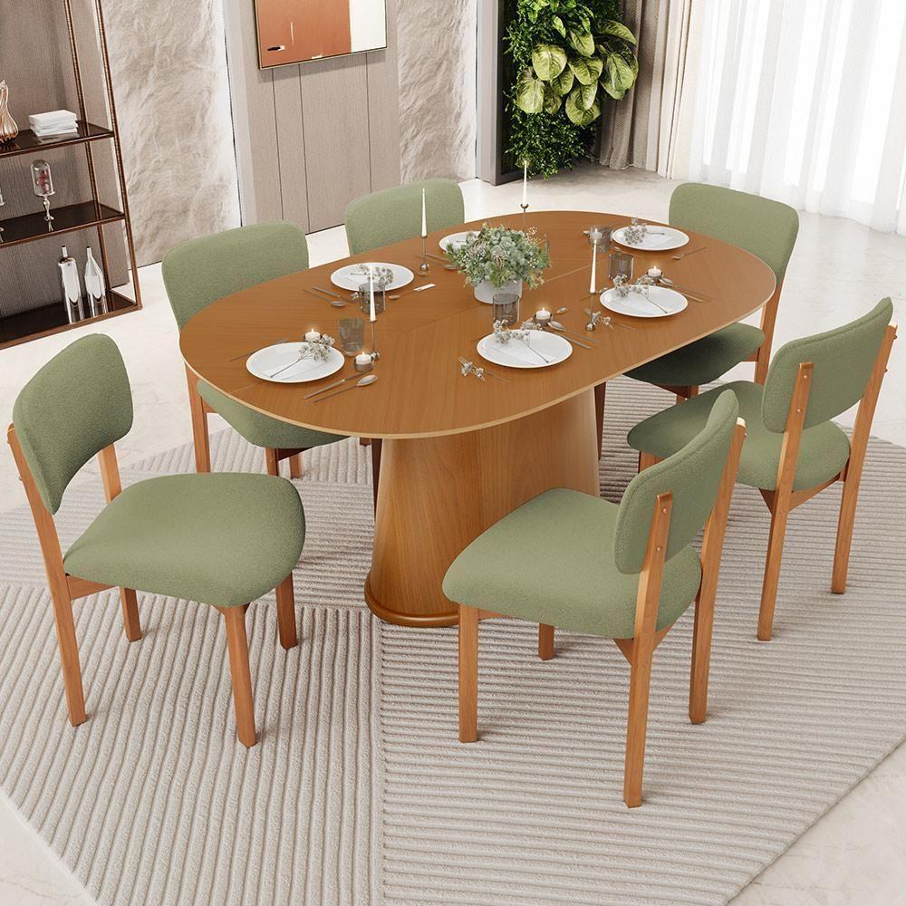 Kit 02 Cadeiras Para Sala De Jantar Cozinha Living Estofada Dara L02 Bouclê Oliva - Lyam Decor - 2