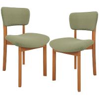 Kit 02 Cadeiras Para Sala De Jantar Cozinha Living Estofada Dara L02 Bouclê Oliva - Lyam Decor - 1