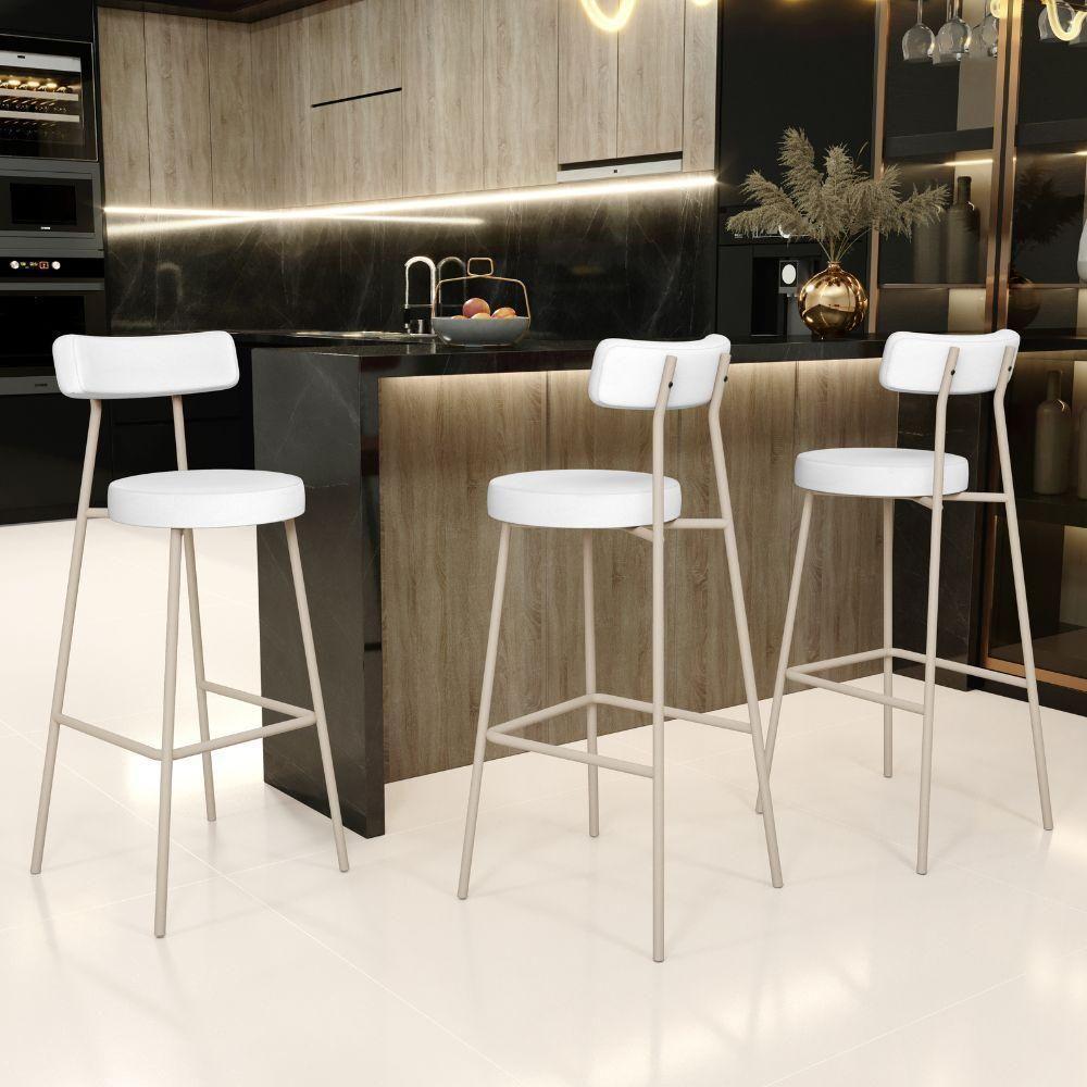 Kit 04 Banquetas Alta Bar Cozinha Sala De Jantar Aço Milão Arena L02 Facto Branco - Lyam Decor - 2