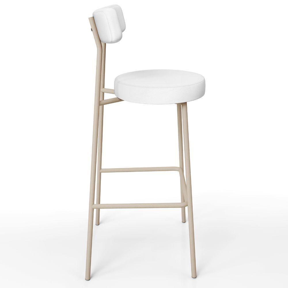 Kit 04 Banquetas Alta Bar Cozinha Sala De Jantar Aço Milão Arena L02 Facto Branco - Lyam Decor - 7