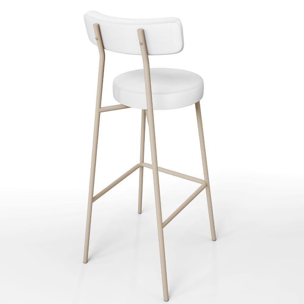 Kit 04 Banquetas Alta Bar Cozinha Sala De Jantar Aço Milão Arena L02 Facto Branco - Lyam Decor - 8