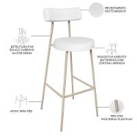 Kit 04 Banquetas Alta Bar Cozinha Sala De Jantar Aço Milão Arena L02 Facto Branco - Lyam Decor