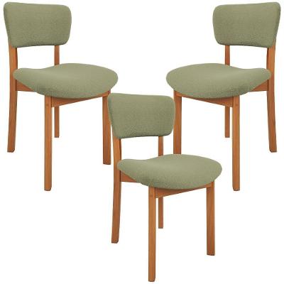 Kit 03 Cadeiras Para Sala De Jantar Cozinha Living Estofada Dara L02 Bouclê Oliva - Lyam Decor