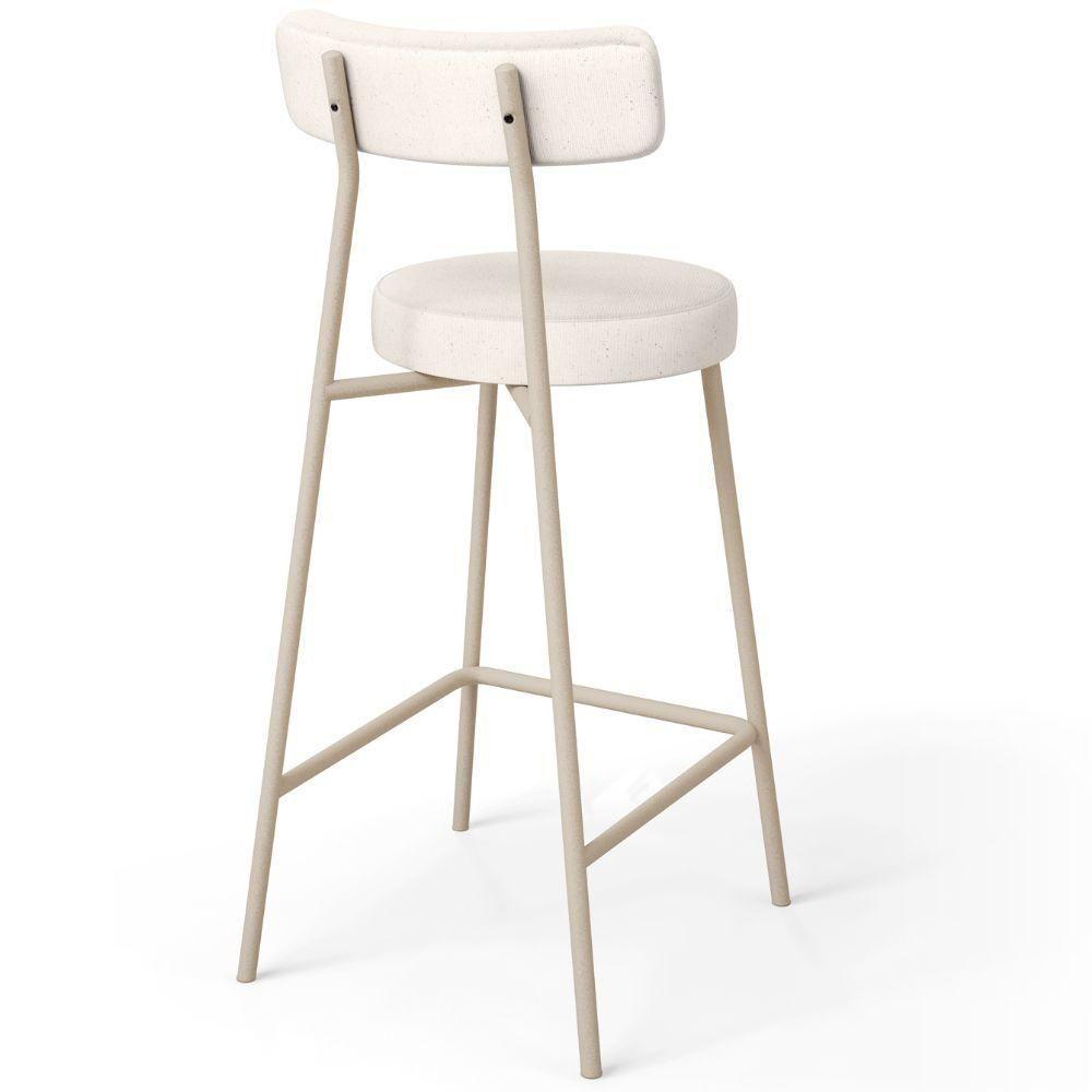 Kit 04 Banquetas Baixa Cozinha Sala Jantar Bancada Milão Arena L02 Linho Cru - Lyam Decor - 7