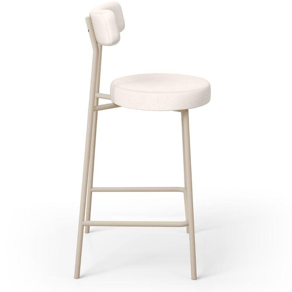 Kit 04 Banquetas Baixa Cozinha Sala Jantar Bancada Milão Arena L02 Linho Cru - Lyam Decor - 8