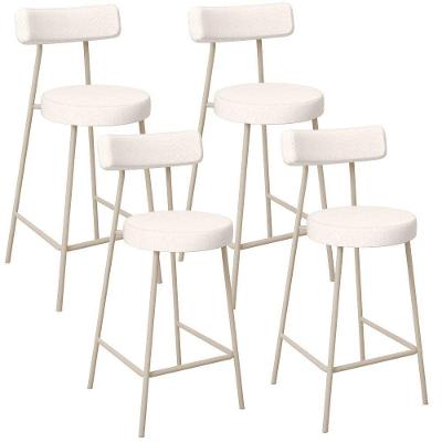 Kit 04 Banquetas Baixa Cozinha Sala Jantar Bancada Milão Arena L02 Linho Cru - Lyam Decor