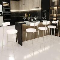 Kit 04 Banquetas Baixa Cozinha Sala Jantar Bancada Milão Arena L02 Linho Cru - Lyam Decor - 2