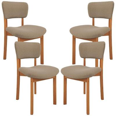 Kit 04 Cadeiras Para Sala De Jantar Cozinha Living Estofada Dara L02 Bouclê Bege - Lyam Decor