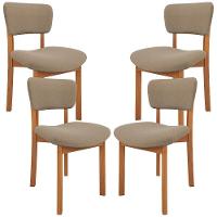 Kit 04 Cadeiras Para Sala De Jantar Cozinha Living Estofada Dara L02 Bouclê Bege - Lyam Decor - 1