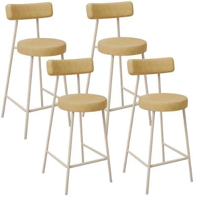 Kit 04 Banquetas Baixa Cozinha Sala Jantar Bancada Milão Arena L02 Couríssimo Fendi - Lyam Decor